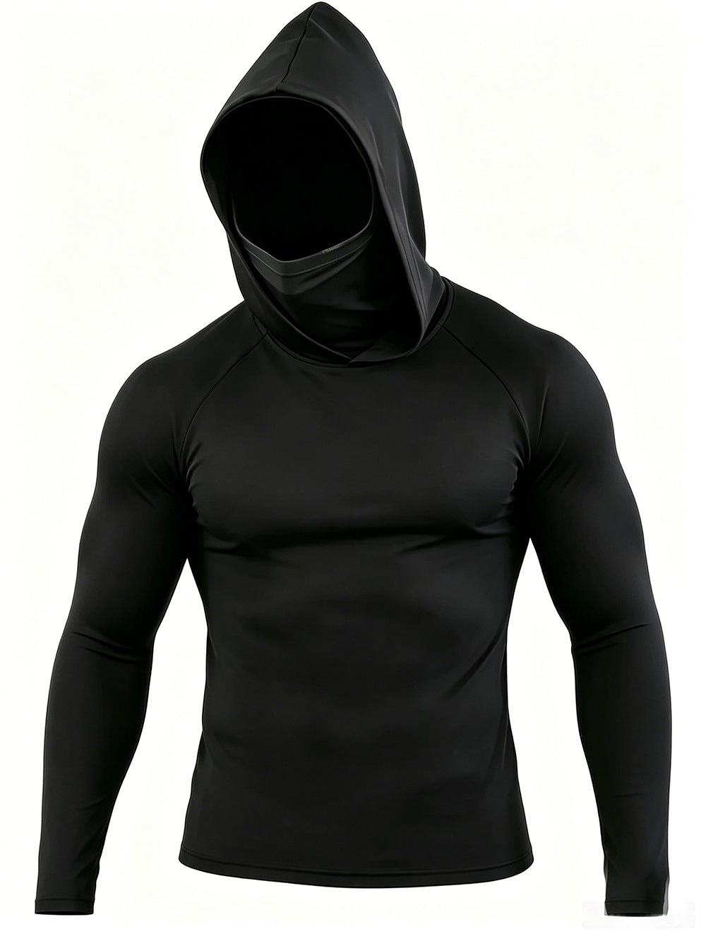 Men's Slim Fit Quick-Drying Sun Protection T-Shirt with Hood and Sun Protection Face Mask