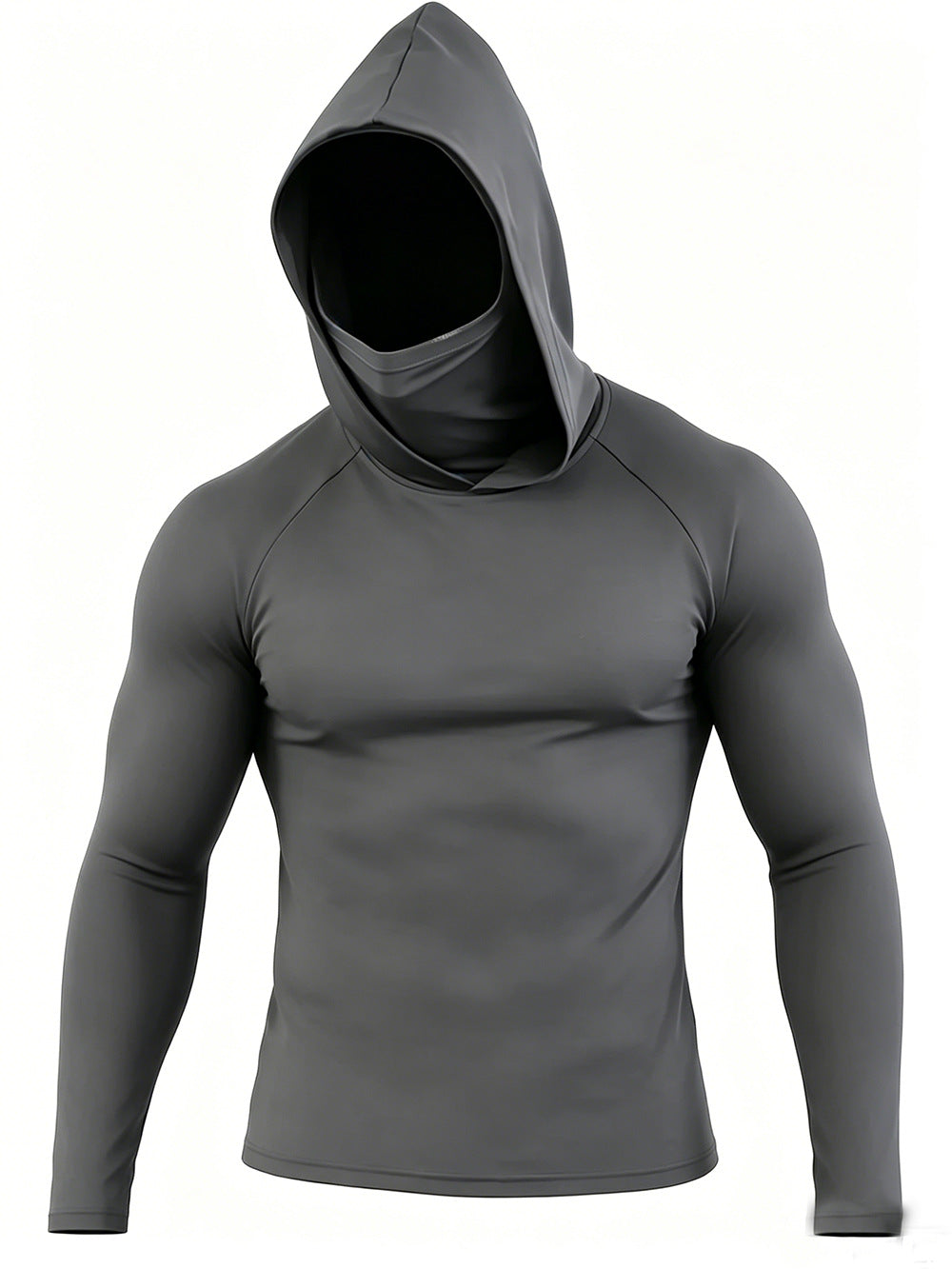 Men's Slim Fit Quick-Drying Sun Protection T-Shirt with Hood and Sun Protection Face Mask